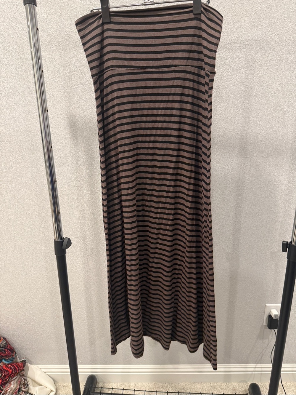 Mono B Brown & Black Striped Tube Maxi Skirt